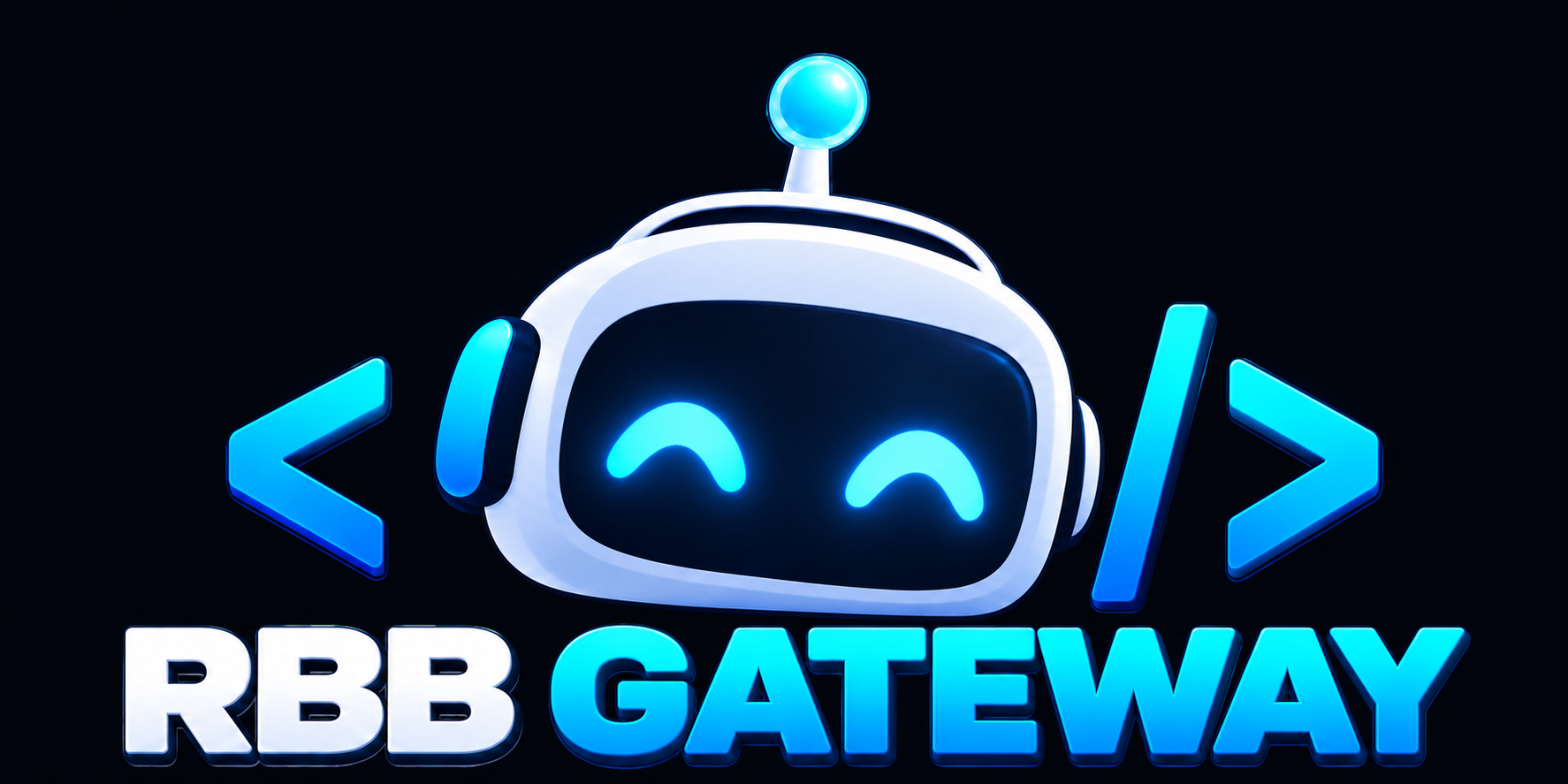 RBB Gateway robot and wordmark on black